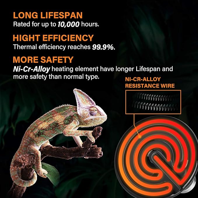Simple Deluxe 25W 1-Pack Ceramic Heat Emitter Reptile Heat Lamp Bulb No Light Emitting Brooder Coop Heater for Amphibian Pet & Incubating Chicken, Black SimpleDeluxe