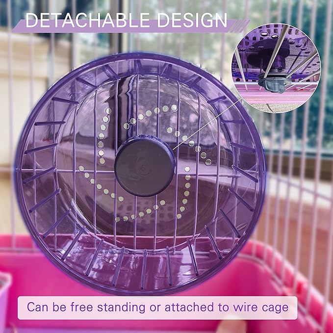 Petest Hamster Exercise Wheel, Silent Spinner Hamster Running Wheels, Diameter 8.3 inch, Purple Petest