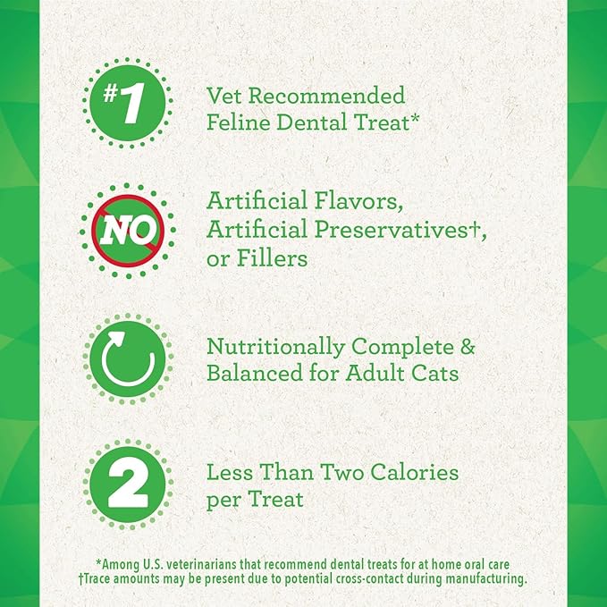 Greenies Feline Adult Natural Dental Care Cat Treats, Oven Roasted Chicken Flavor, 4.6 oz. Pouch GREENIES