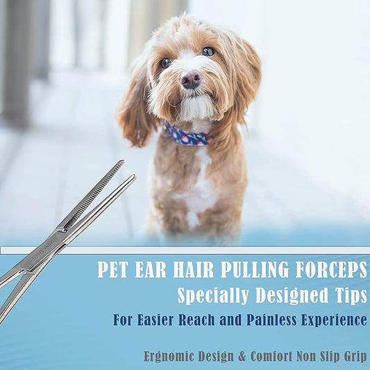 Dog Pet Ear/Nose Hair Puller Grooming Hemostat Locking Forceps Pliers, 5.5" (14cm), Straight (Gold Handle) A2Z+SCILAB