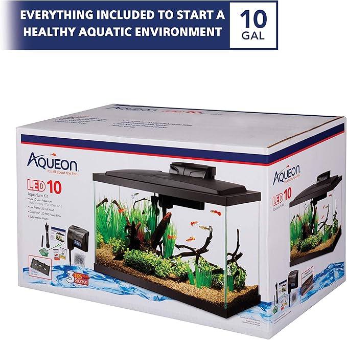 Aqueon Aquarium Fish Tank Starter Kit with LED Lighting 10 Gallon Fish Tank Aqueon
