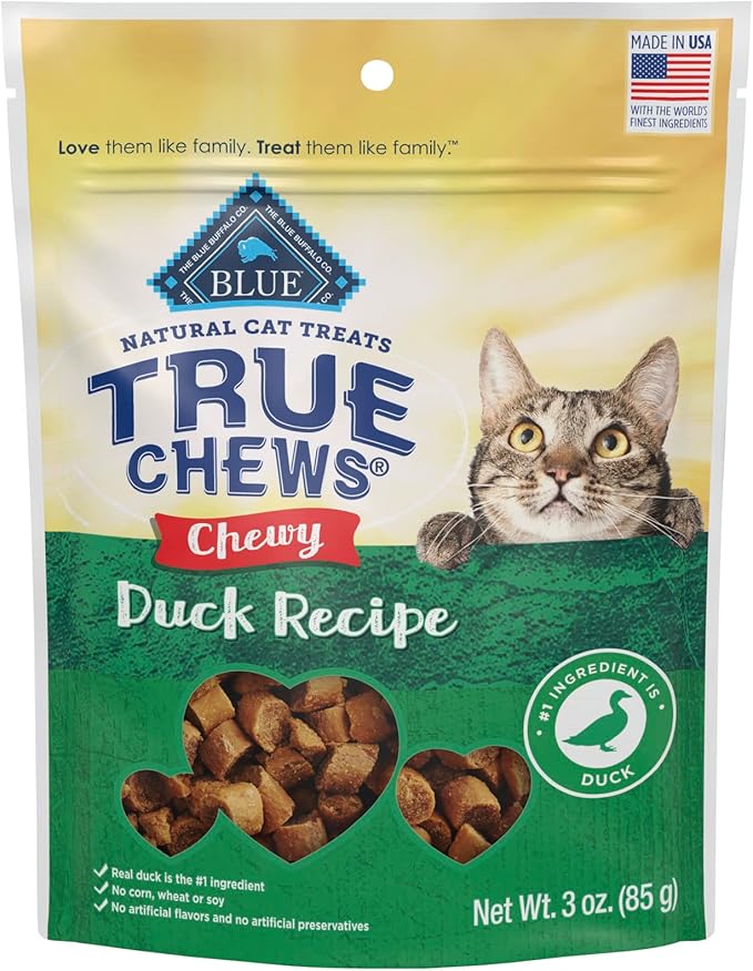 Blue Buffalo True Chews Natural Chewy Cat Treats, Made in the USA, Duck Recipe, 3-oz Resealable Bag BlueBuffaloCompanyLtd