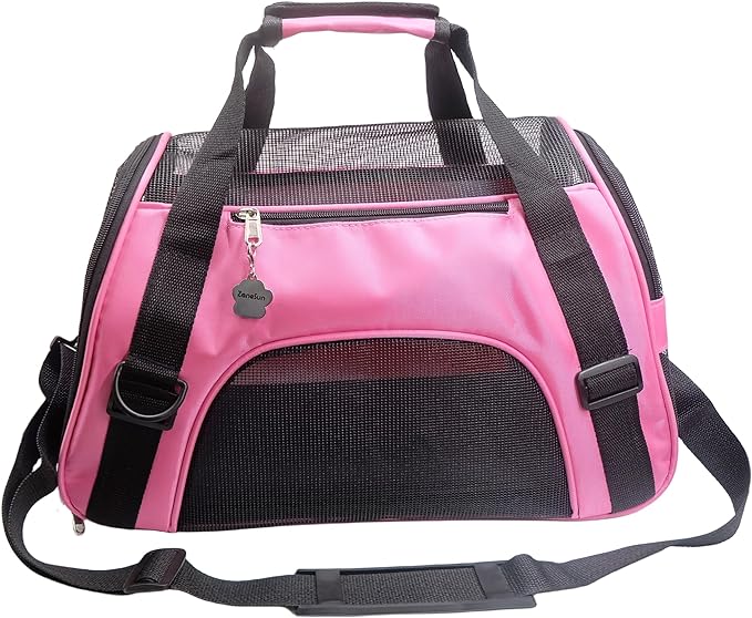 Cat Carrier,Soft-Sided Pet Travel Carrier for Cats,Dogs Puppy Comfort Portable Foldable Pet Bag Airline Approved (LightPink) - PAWPICO