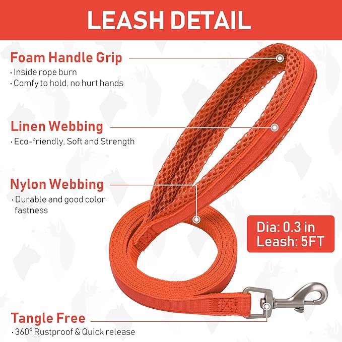 GAMUDA Small Pet Harness Collar and Leash Set, Step in No Chock No Pull Linen Fabric Soft Mesh Dog Vest Harnesses Reflective for Dogs Puppy Cats Kitten Rabbit (Orange, S) GAMUDACollarsCollection