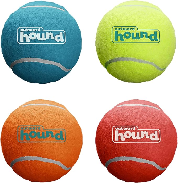 Outward Hound Squeaker Ballz Fetch Dog Toy, Large, 4-Pack for All Breed Sizes - PAWPICO