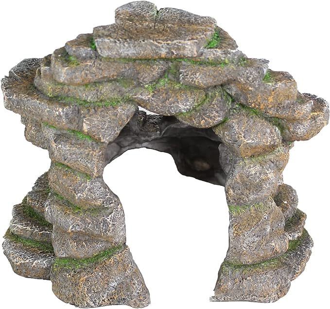 Penn-Plax Reptology Shale Scape Step Ledge & Cave Hideout – Decorative Resin for Aquariums & Terrariums – Great for Reptiles, Amphibians, and Fish – Extra Large Penn-Plax