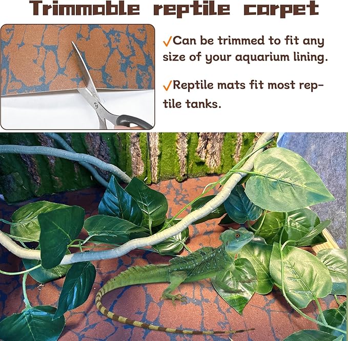 BNOSDM Reptile Carpet Pet Desert Mat Terrarium Liner Bedding Mats Reversible Substrate for Lizard Gecko Tortoise Snake Chameleon Bearded Dragon 39.3x19.6IN BNOSDM