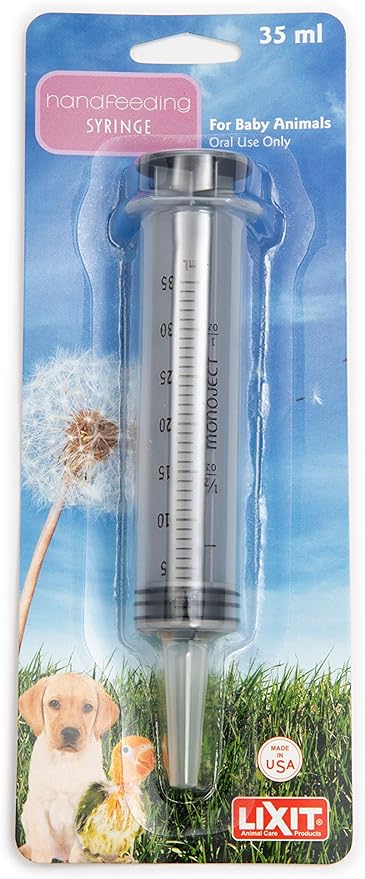 Lixit Hand Feeding Syringes for Puppies, Kittens, Rabbits and Other Baby Animals (35ML Pack of 1) Lixit