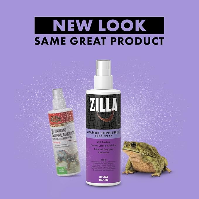 Zilla Vitamin Supplement Food Spray, with Carotene, Spray-on Multivitamin Supplement for Reptiles Zilla