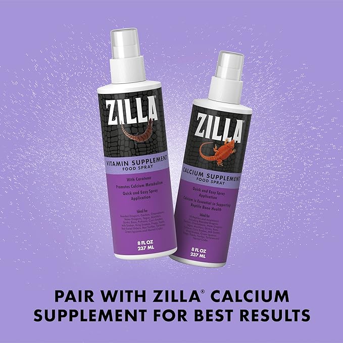 Zilla Vitamin Supplement Food Spray, with Carotene, Spray-on Multivitamin Supplement for Reptiles Zilla