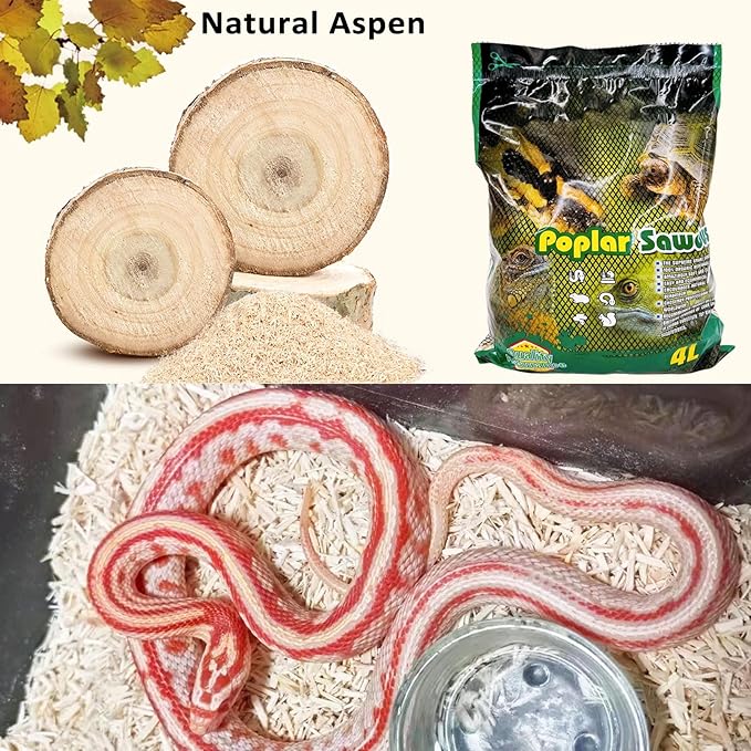 BNOSDM Aspen Snake Bedding,Corn Snake Substrate,Reptile Forest Floor Bedding,Amphibian Tank Substrate,Aspen Shavings Bedding for Ball Python,Lizard,Tortoise,Hamster,4 Quart BNOSDM