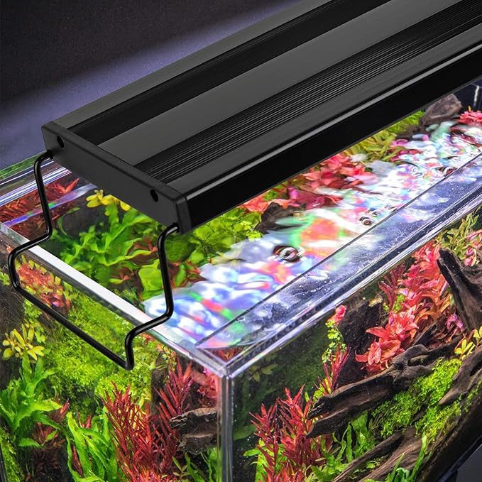 AQQA Aquarium Light,Full Spectrum Fish Tank Light for Plants,3 Mode+Timer+Adjustable Brightness,High Brightness LED Beads with Extendable Brackets for Freshwater (22W for 24-32inch) AQQA