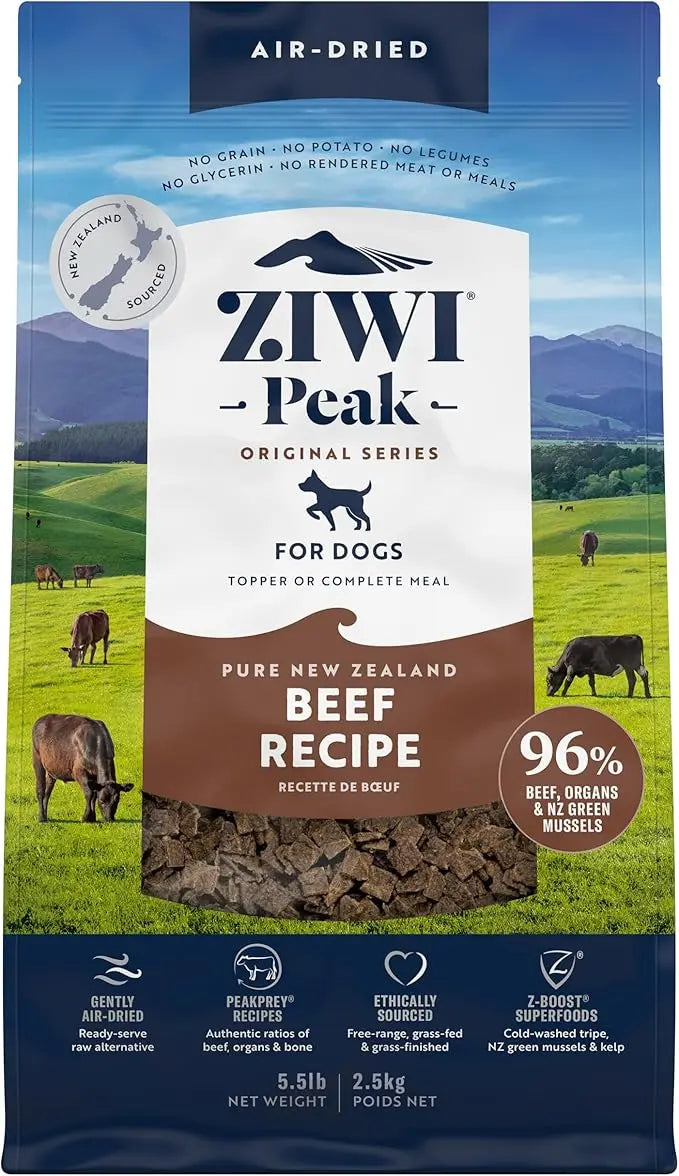 ZIWI Peak Air-Dried Dog Food – Beef - All Natural, High Protein, Grain Free, Limited Ingredient w/ Superfoods (88oz) - PAWPICO