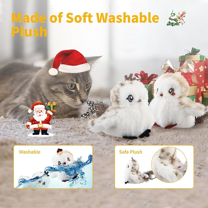 Gigwi Interactive Cat Toys for Indoor Cats, Flapping and Chirping Catnip Toys for Cat Exercise, Automatic Cat Toy with Beating Wings & Real Feather Tail, Rechargeable Cat Kicker Toy Prince & Princess - PAWPICO