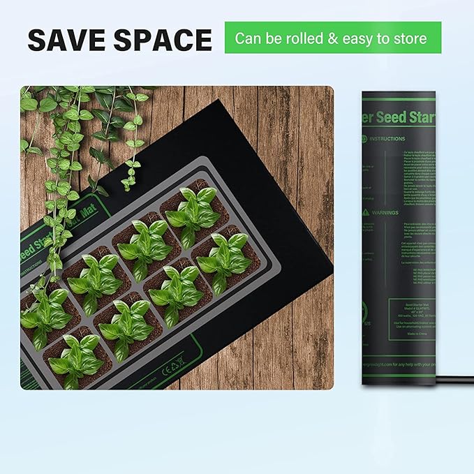 iPower GLHTMTCTRLHTMTL 48" x 20" Warm Hydroponic Seedling Heat Mat and Digital Thermostat Control Combo Set for Plant Germination, Black iPower