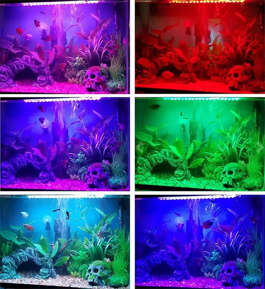 Fish Tank Lights, LED Underwater Aquarium Light, RGB Submersible Aquarium Lights, Waterproof Color Changing Tank Lights Dim Adjustable Remote Control, 19 inch S+SMIFUL
