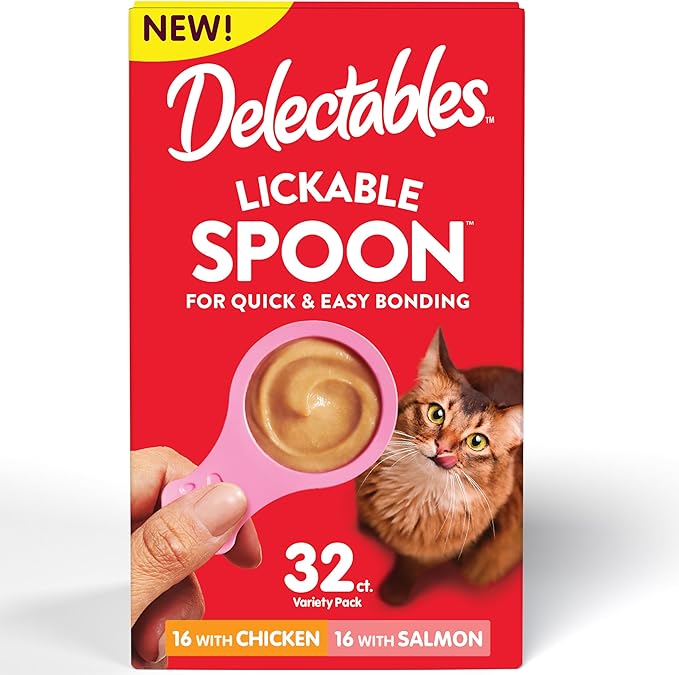 Hartz New Delectables Lickable Spoon Interactive Lickable Cat Treats for Quick & Easy Bonding, Variety Pack 32ct Hartz