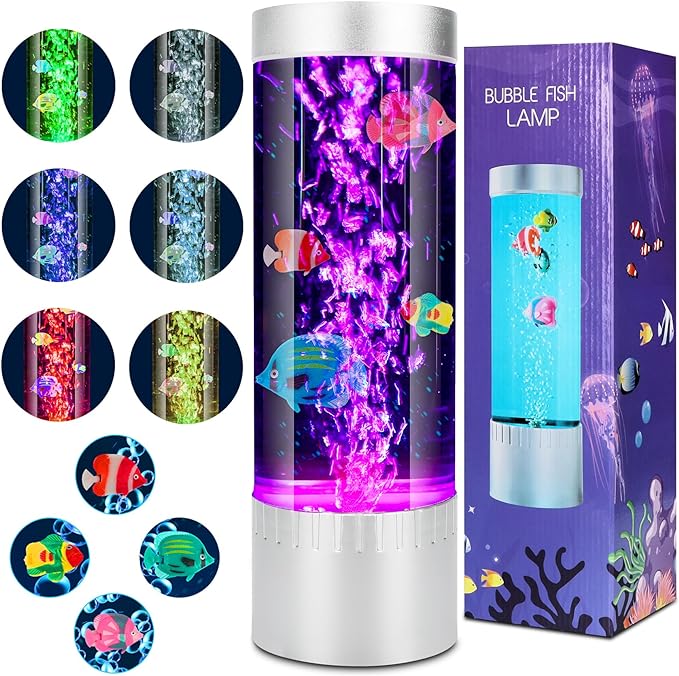 Fish Lamp, Fake Fish Tank with Aquarium Night Light, Kids Friendly Bubble Fish Lamp to Light Up Your Life Like a Lamp with Moving Fish Tank, Fish Tank Light and Aquarium Lamp SHTALHST