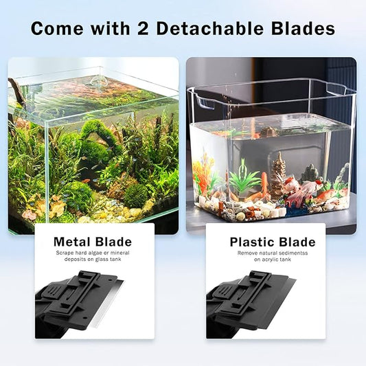 AQQA Aquarium Strong Magnetic Cleaner Brush, Fish Tank Glass Algae Magnet Cleaning Tool Floating Cleaner Scrubber Brush with 2 Detachable Scraper (Green,L) AQQA