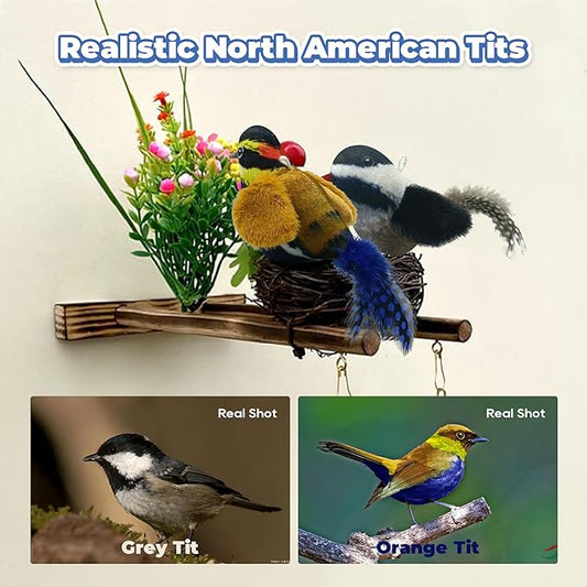 LEWISER Cat Toys Chirping Tit 2 Pcs with Catnip SilverVine, Suitable for Cat Wand Toys, Simulation Bird Design, Interactive Toys for Indoor Kitty Kitten Exercise, Orange and Black - PAWPICO