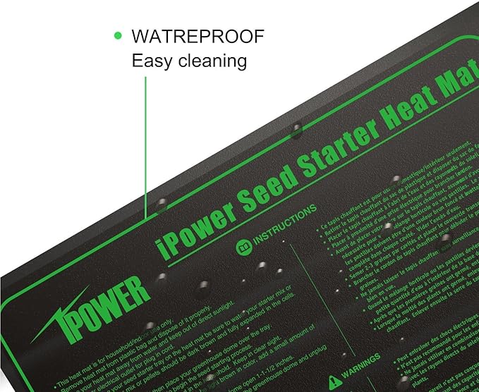 iPower 20" x 20" Warm Hydroponic Seedling Heat Mat and Digital Thermostat Control Combo Set for Seed Germination, Black iPower