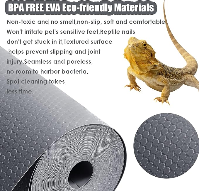 Reptile Substrate Carpet Terrarium Mat, 96" X 24" Bearded Dragon Tank Accessories, Reptile Bedding Substrate Liner, Reptile Tank Accessories for Bearded Dragon,Leopard Gecko,Lizard,Tortoise, Gray Hoplaep