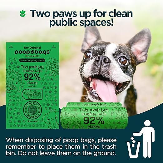 The Original PoopBags Compostable Waste Bags - 8x13, 200 Total Count - Supports Jane Goodall Institute - You Buy, We Donate, Green, 200OJ318 - PAWPICO