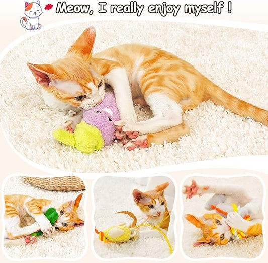 ORSDA Cat Toys, Cat Wand Toy for Indoor Cats, Interative Cat Toy to Chase & Exercise, Teaser Bird Toy for Cats with 5 Replacement Kitten Toys for All Breeds - PAWPICO