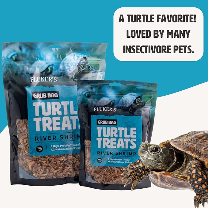 Fluker's Grub Bag Turtle Treats, High Protein Freeze Dried River Shrimp, For Aquatic Turtles, Amphibians, and Reptiles, 12 oz Flukers