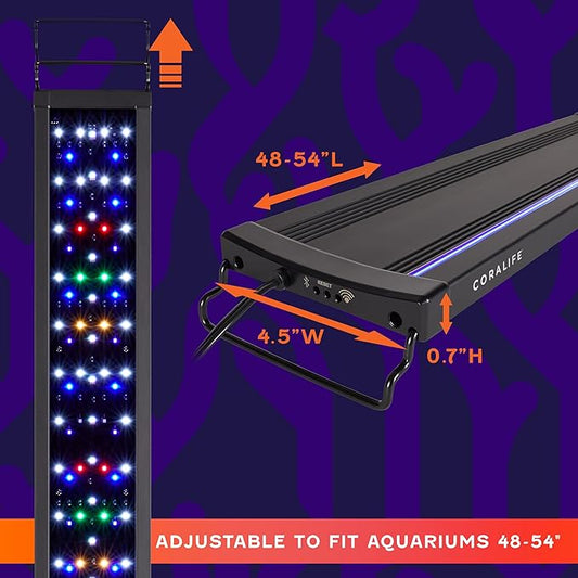 Coralife Fish Tank Aquarium Seascape WiFi/Bluetooth Smart LED Light Fixture, 48-54" Coralife