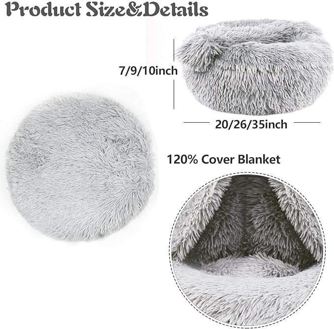 ShinHye Small Dog Bed Cat Bed Dog Bed with Blanket Plush Fluffy Hooded Dog Bed, Small Dog beds with Cover Cozy for Indoor Cats, Blanket Dog Beds Calm Anti-nxiety Dog Bed Washable - PAWPICO