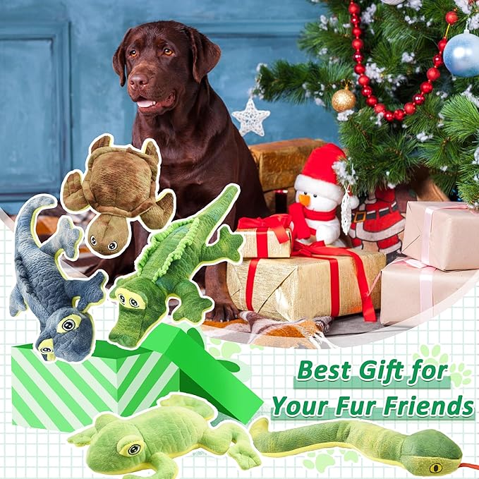 Stuffed Animal Dog Toys, 5 Pack Tough Squeaky Dog Toys, Plush Toys Assortment, Great Value Dog Toys Bundle, Woodland Series Dog Chew Toys for Large Medium and Small Dogs Puppy Pet Toys - PAWPICO