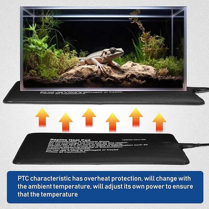 ROCEEI 4 Pcs 6" x 8" Reptile Heat Pad 8W 120V Under Tank Terrarium Heating Mat Heater Waterproof Hermit Crab Heating Pad for Turtle, Lizard, Frog, Snake, 10-20 Gallon Reptile Tank ROCEEI