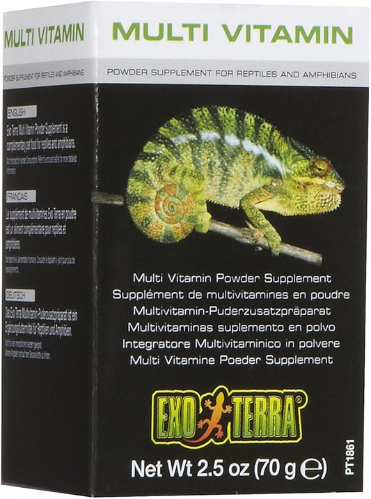 Exo Terra Multi Vitamin Powder Supplement for Reptiles & Amphibians - Balanced Blend of Vitamins, Minerals, Amino Acids & Trace Elements - Supports Growth, Reproduction & Vital Functions 2.5 oz ExoTerra