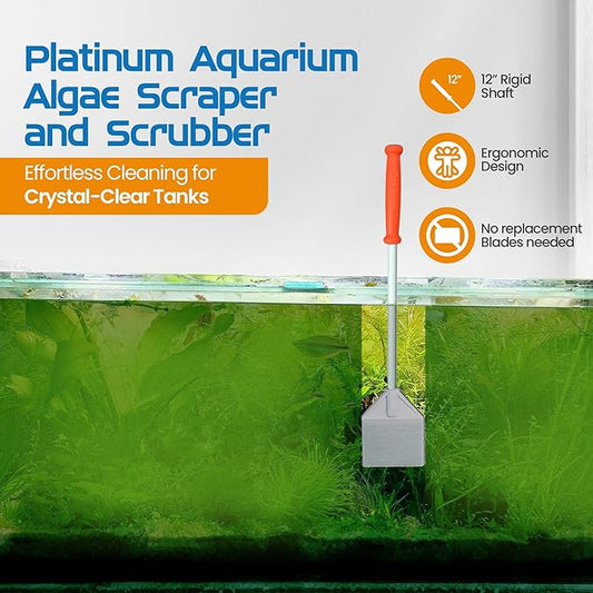 Flipper Platinum Aquarium Algae Scraper (12", Nano) - Aquarium Glass Cleaner Tool with Serrated Blade - Algae Remover for Fish Tank Scraper for Glass Aquariums and Acrylic Tanks FLPPER