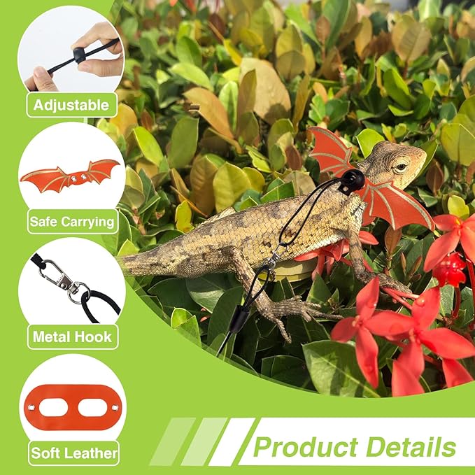 Red Bearded Dragon Carrier Backpack, Small Bearded Dragon Leash and Carrier, Orange Bearded Dragon Sling Carrier for Small Pets (Orange) Betinyar