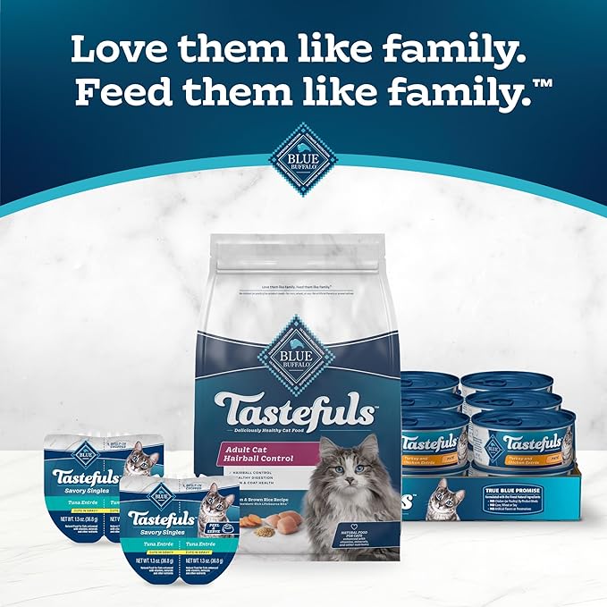 Blue Buffalo Tastefuls Adult Hairball Care Dry Cat Food, Made in the USA with Natural Ingredients, Chicken & Brown Rice Recipe, 3-lb. Bag - PAWPICO