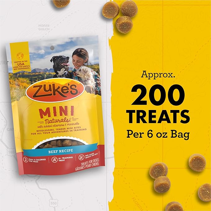 Zuke’s Hip and Joint Support Dog Treats for Adult Dogs of All Sizes, Senior Dog Treats made with Real Beef, 6 oz. Resealable Pouch - 6 oz. Bag - PAWPICO