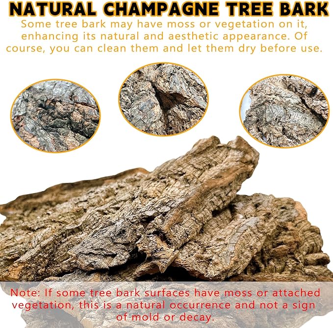 BNOSDM Reptile Terrarium Bark Substrate Bedding Tortoise Natural Cork Bark Reptile Climbing Mat Habitat Decor for Lizard Snake Spiders Hermit Crabs Tarantula Geckos Bearded Dragons (1.4 LB) BNOSDM