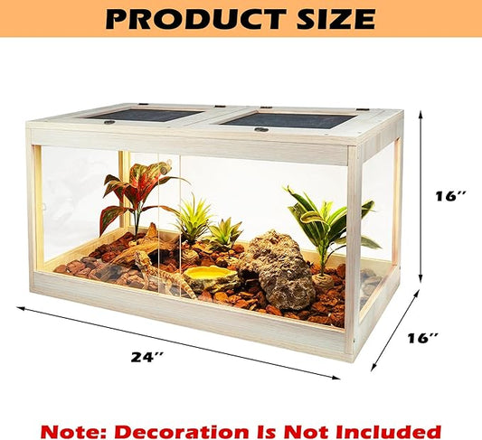 28 Gallon Terrarium, Reptile Habitat, Durable Quality, Suitable for All Types of Reptile, Hamsters, Snakes, Oak Color PROLEE