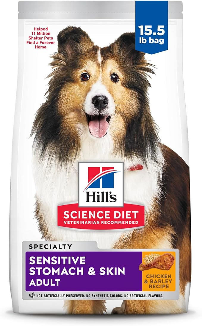 Hill's Science Diet Sensitive Stomach & Skin, Adult 1-6, Stomach & Skin Sensitivity Support, Dry Dog Food, Chicken Recipe, 15.5 lb Bag - PAWPICO