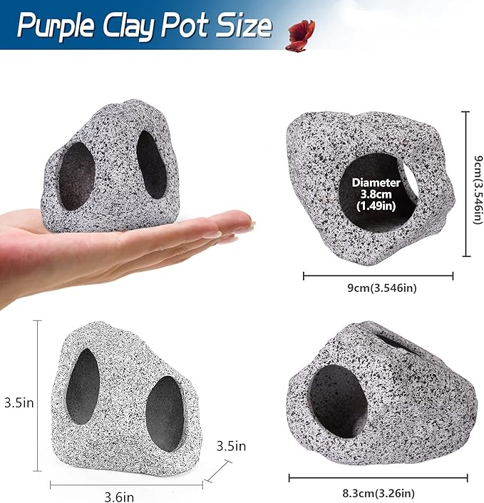 Aquarium Decorations Cave Fish Tank Accessories Rock Decor for Shrimp Cichlid Hiding Breeding Small Fish Bowl Hide Decoration Betta Toys Hideout Stones House(Medium) Ameliade