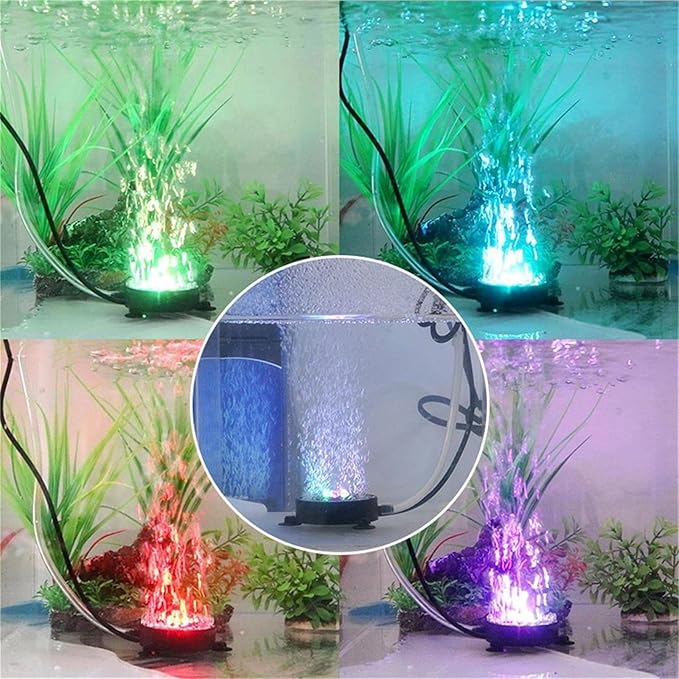 LED Aquarium Bubble Light with Air Pump, Aquarium Volcano Ornament Kit, Fish Tank Oxygenation with 6 LEDs Waterproof Volcanic Decoration Auiaerty