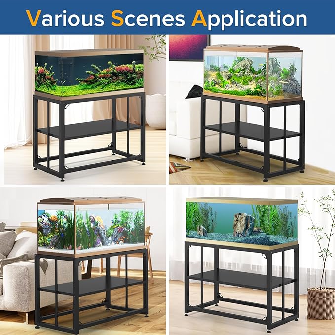 Fish Tank Stand 40 Gallon, Metal Aquarium Stand 36.5" L x 18.5" W*29.5”H, Double-Layer Storage Design, Suitable for Home and Office Use, 660LBS Capacity, Black (Tank not Included) TOCRETOARE