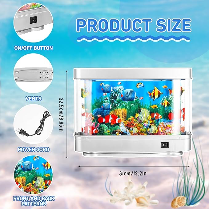 2 Pcs Artificial Aquarium with Moving Fish Fake Fish Tank Lamp Decorative Tropical Fake Fish Aquarium Lamp Moving Sensory Fish Aquarium Light Ocean in Motion, 12 Inch (Modern Style) Baquler