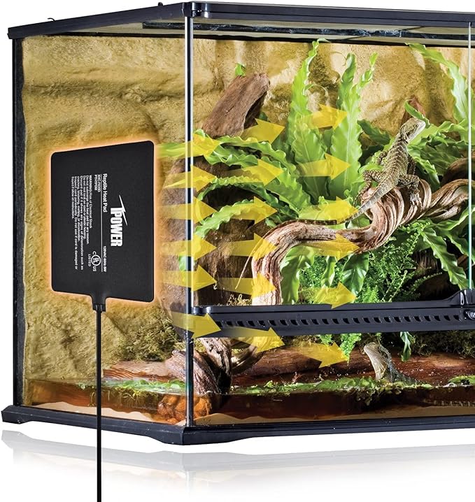 iPower Reptile Heat Pad Under Tank Terrarium Warmer Heating Mat for Turtle, Lizard, Frog, Snake, Reptile, and Other Small Animals, 6X8 Inch, 8W Black iPower
