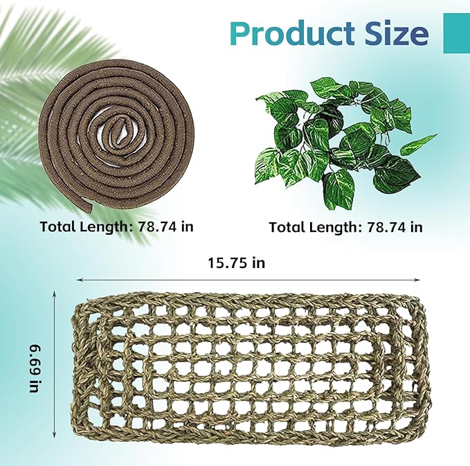 5 PCS Tank Accessories for Bearded Dragon Include Resin Hollow Tree Root Reptile Habitat Hideout Decor Hanging Jungle Vines Flexible Leaves Climbing Decorations for Lizard Gecko Chameleon Spider MUYG