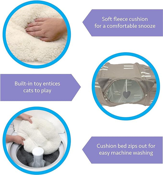 Kitty City Large Cat Tunnel Bed, Cat Bed, Pop Up Bed, Cat Toys, Brown - PAWPICO