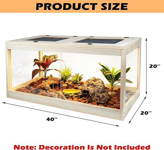 63 Gallon Terrarium, Reptile Habitat, Durable Quality, Suitable for All Types of Reptile, Hamsters, Snakes, 40“ Wide, Oak Color PROLEE