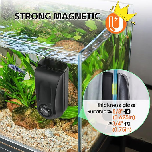hygger Aquarium Glass Cleaner, Magnetic Fish Tank Cleaner Brush with 2 Aquarium Alg-ae Scrapers Floating Strong Magnetic (M) hygger